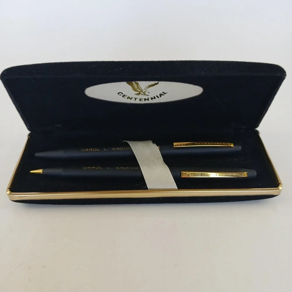 Vintage Centennial Pen & Pencil Set With Personalized Name Made In USA